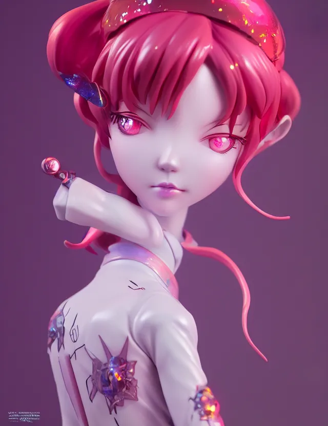 Image similar to james jean, ilya kuvshinov isolated magical girl vinyl figure, figure photography, glitter accents on figure, holographic undertones, anime stylized, high detail, ethereal lighting, rim light, expert light effects on figure, sharp focus, dramatic composition and glowing effects unreal engine, octane, editorial awarded character design