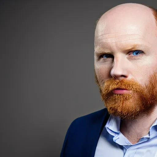 Image similar to Blue eyed ginger balding middle aged man with stubble, corporate portait, headshot, profile