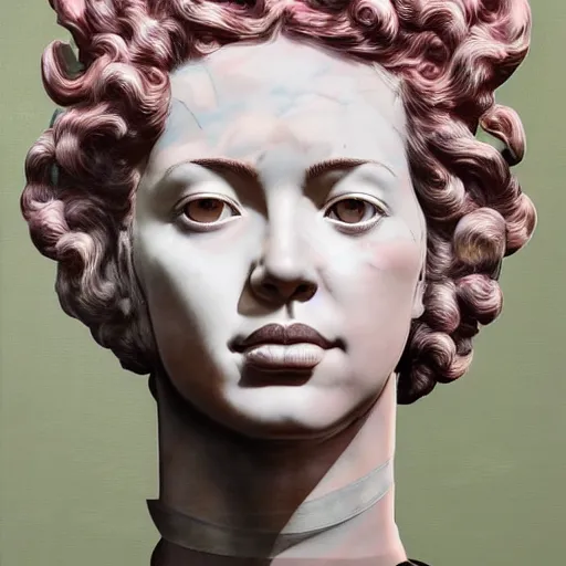 Prompt: Sandra Chevrier, floating vaporwave marble head bust, award winning masterpiece with incredible details, Zhang Kechun, a surreal vaporwave vaporwave vaporwave vaporwave vaporwave painting by Thomas Cole of a floating old pink mannequin head with cables and wires coming out of it's neck, sinking underwater, highly detailed