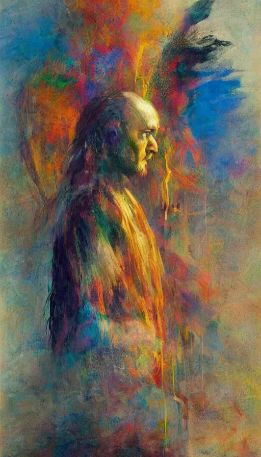 Image similar to portrait of a digital shaman, by john martin