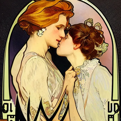 Prompt: alphonse mucha and j. c. leyendecker collaborative art