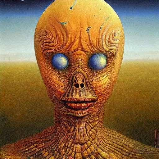 Image similar to The queen of the planet Venus by Zdzislaw Beksinski, Jeffrey Smith and H.R. Giger, oil on canvas, 8k highly professionally detailed, trending on artstation