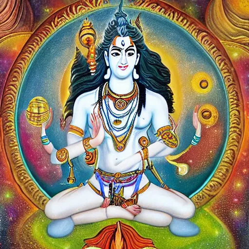 Prompt: lord shiva creating the multiverse, fantasy art