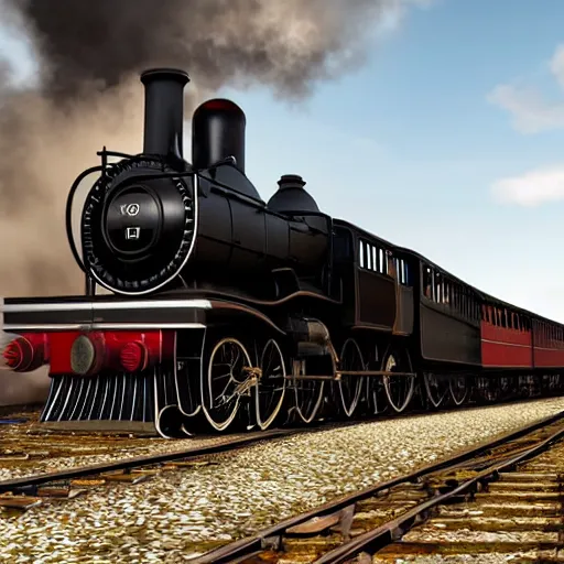 Prompt: a steam engine train at a station platform, highly detailed, photorealistic portrait, bright studio setting, studio lighting, crisp quality and light reflections, unreal engine 5 quality render