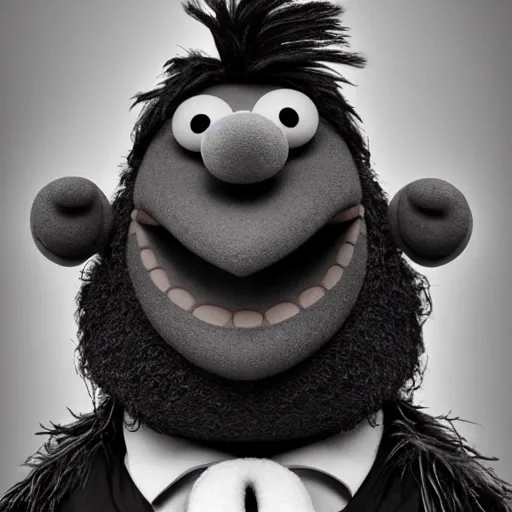 Image similar to a still of a forgotten muppet character looking very manly and modern, hilarious, laughing, hairy chest, huge chin, manly monster tough guy, roughled fur, photo real, photographic, photograph, artstation, trending, featured