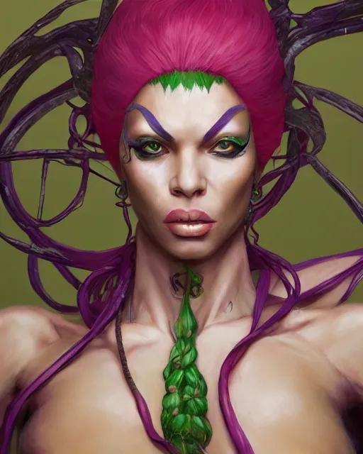 Image similar to portrait of poison from street fighter, au naturel, hyper detailed, digital art, trending in artstation, cinematic lighting, studio quality, smooth render, unreal engine 5 rendered, octane rendered, art style by klimt and nixeu and ian sprigger and wlop and krenz cushart.