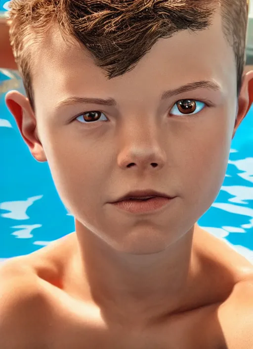 Prompt: a full head photoshot, detailed photograph of jacob sartorius relaxing by a pool, elegant, photorealism ultradetailed digital art, irina french, heraldo ortega, mandy jurgens, golden ratio, art canvas, award winning, masterpiece trending on artstation 8 k 1 5 0 mpx, hasselblade wide shot