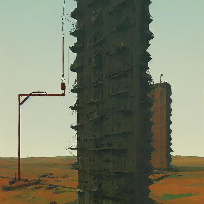 Image similar to elevator falling down from the sky, highly detailed, Edward Hopper and James Gilleard, Simon Stalenhag