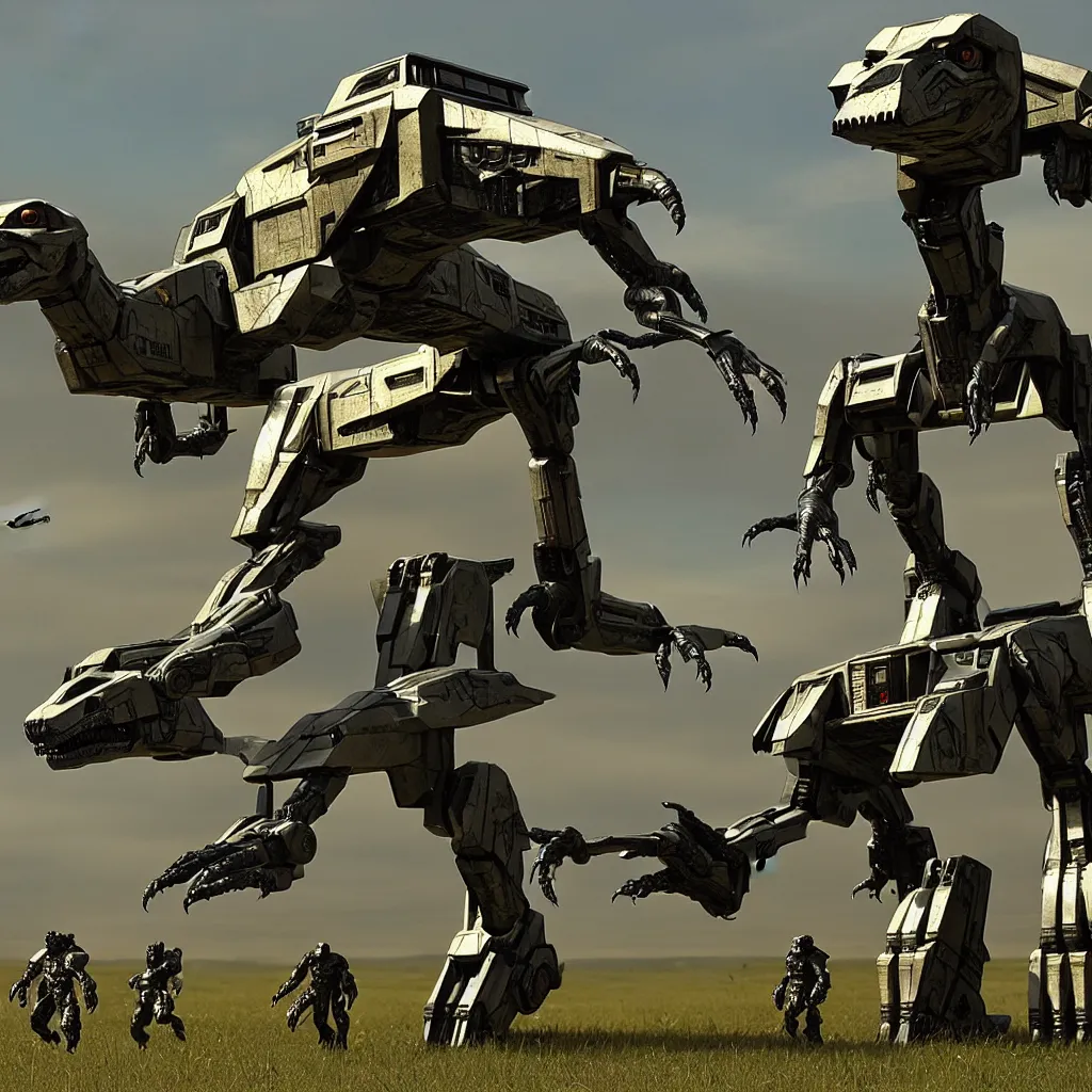 Prompt: mechwarrior velociraptor