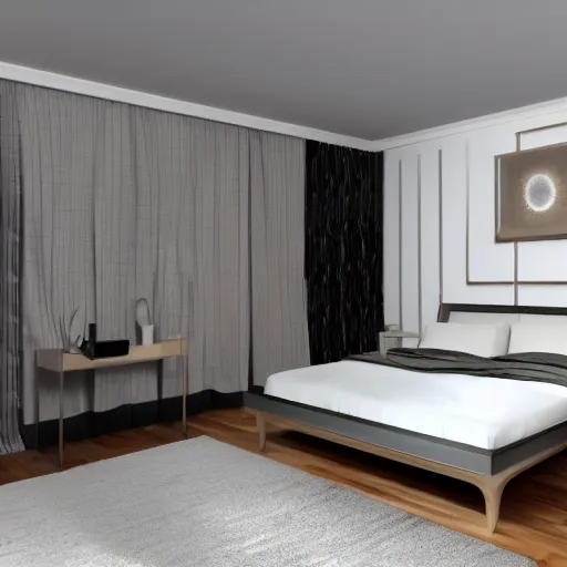 Image similar to 3 d render of bedroom of the 3 0 0 0 s