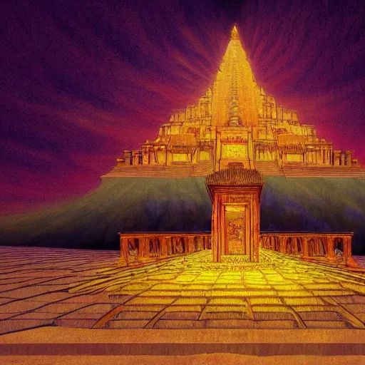 Prompt: a beautiful picture of the temple of illumination in a plain of delusions by alejandro jodorowsky, trending on artstation