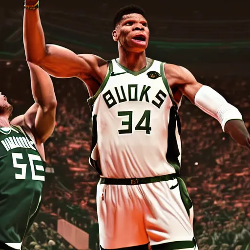 Prompt: giannis antetokounmpo as zeus, aesthetic octane render, 8 k hyperrealistic