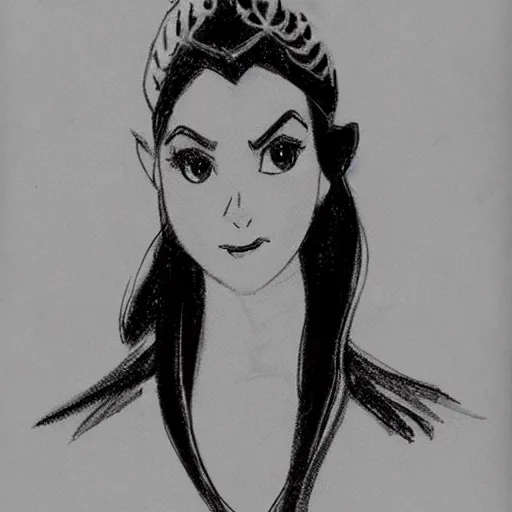 Image similar to milt kahl sketch of victoria justice as princess padme in star wars episode 3