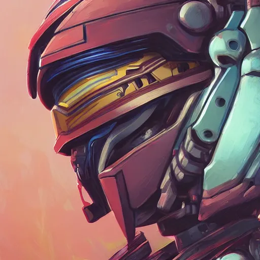 Image similar to portrait of spartan as a gundam pilot, with an intricate, detailed, urban inspired hiphop afro futuristic helmet, vector behance hd jesper ejsing, rhads, makoto shinkai, lois van baarle, ilya kuvshinov, rossdraws, hd, 3 2 k, ilya kuvshinov, gustav klimt