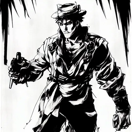 Prompt: Joseph Joestar drawn by Yoji Shinkawa