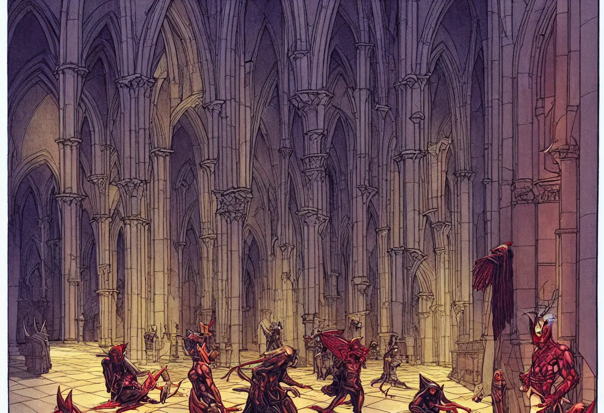 Image similar to devils in the cathedral by moebius