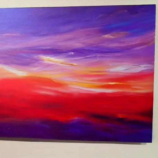 Prompt: expressive oil painting of the sky with purple and red colors, h - 1 0 2 4