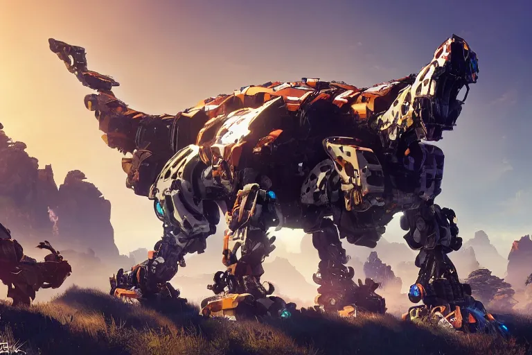 Image similar to shell - walker machine mecha animal beast robot of horizon forbidden west horizon zero dawn bioluminiscence global illumination ray tracing hdr fanart arstation by sung choi and eric pfeiffer and gabriel garza and casper konefal