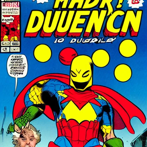 Image similar to marvel comic cover for the superhero rubber ducky man