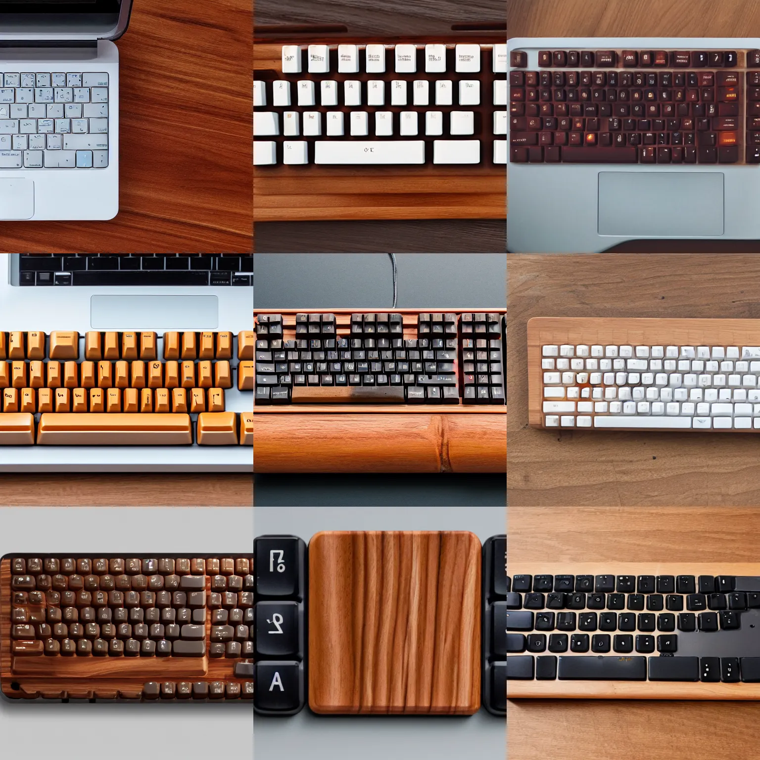 Prompt: product photo of a keyboard made of wood, high quality