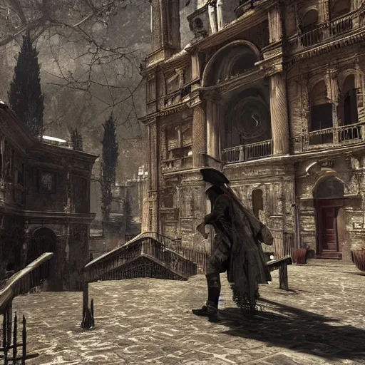 Prompt: l'aquila in italy but it's yharnam from bloodborne