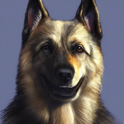 Image similar to east - european shepard dog, portrait, highly detailed, full body, digital painting, trending on artstation, concept art, sharp focus, illustration, art by artgerm and greg rutkowski and magali villeneuve