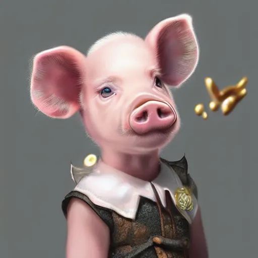 Image similar to epic professional digital airbrushed portrait art of a cute baby piglet dressed as a magician,, best on artstation, cgsociety, wlop, Behance, pixiv, cosmic, epic, stunning, gorgeous,, masterpiece by Dorian Cleavanger and Stanley Lau,