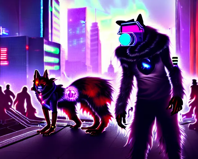 Image similar to high - resolution photograph from a cyberpunk era furry fandom convention ( midwest furfest 2 0 4 7 ), taking place after the genetic revolution and quantum singularity. photorealistic.