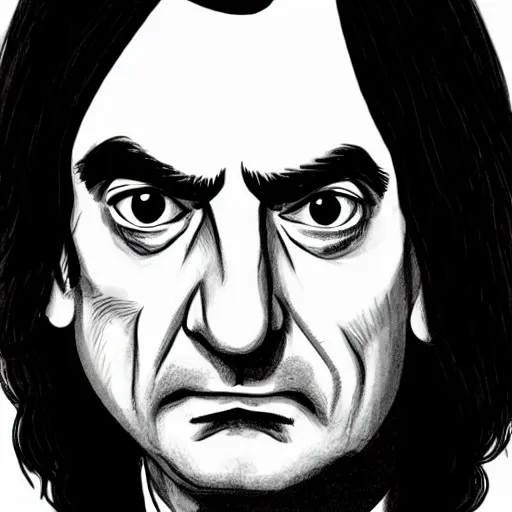 Prompt: a portrait of mr. bean as severus snape by becky cloonan