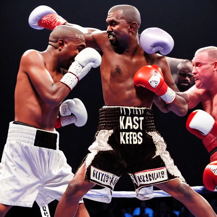 Image similar to Kanye West in a Boxing Match, detailed photo