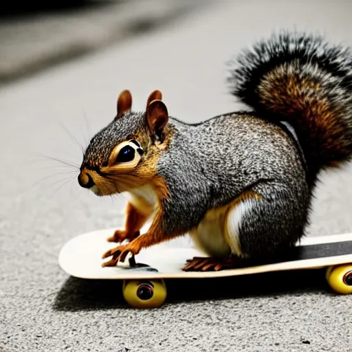 Image similar to a photo of a squirrel on a skateboard