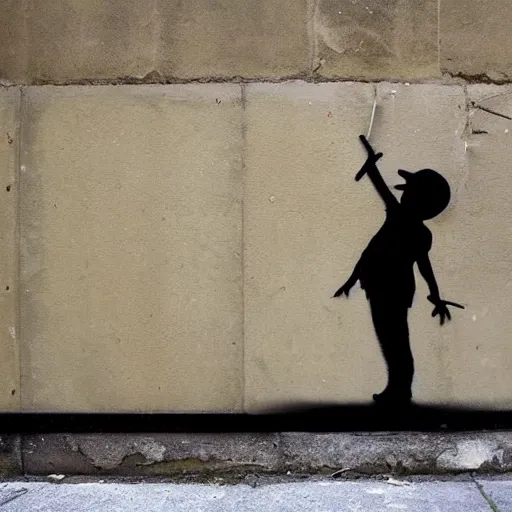 Prompt: image by banksy