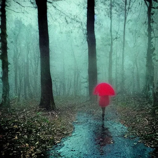 Image similar to lomo rainy ghost scary in the woods,