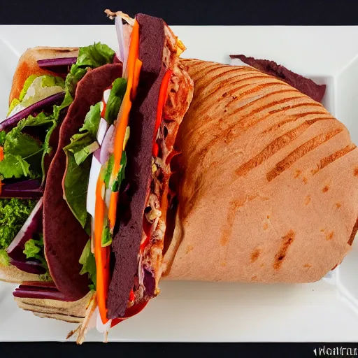 Prompt: art deco döner kebab, award winning photo, 4k, color, high quality, beautiful, served on a plate, architectural photo