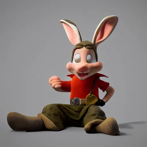 Image similar to hyper realistic Elmer Fudd hunting bugs bunny, award winning, trending on artstation, octane, 8k