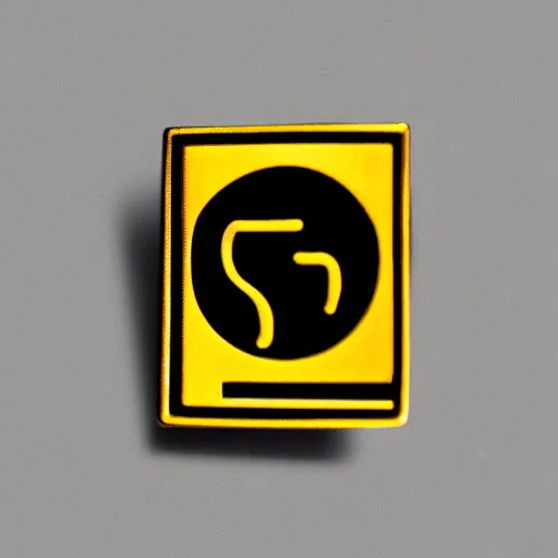 Image similar to a photo of a retro minimalistic clean fire warning enamel pin, studio lighting, behance