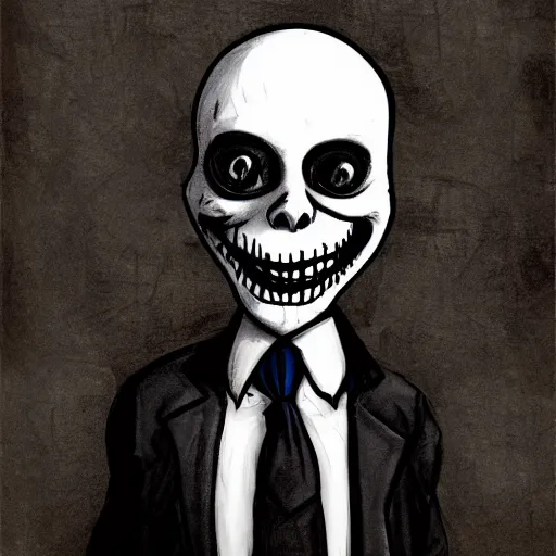 Image similar to grunge drawing of Klaus Schwab in the style of jack skellington and Jacob Shaw,creepy, surreal, trending on artstation, bold and vivid colour