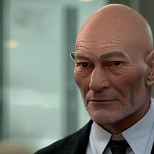 Image similar to a man who is a genetic combination of patrick stewart and jonathan frakes and levar burton and michael dorn and brent spiner, face and upper - body focus, detailed eyes