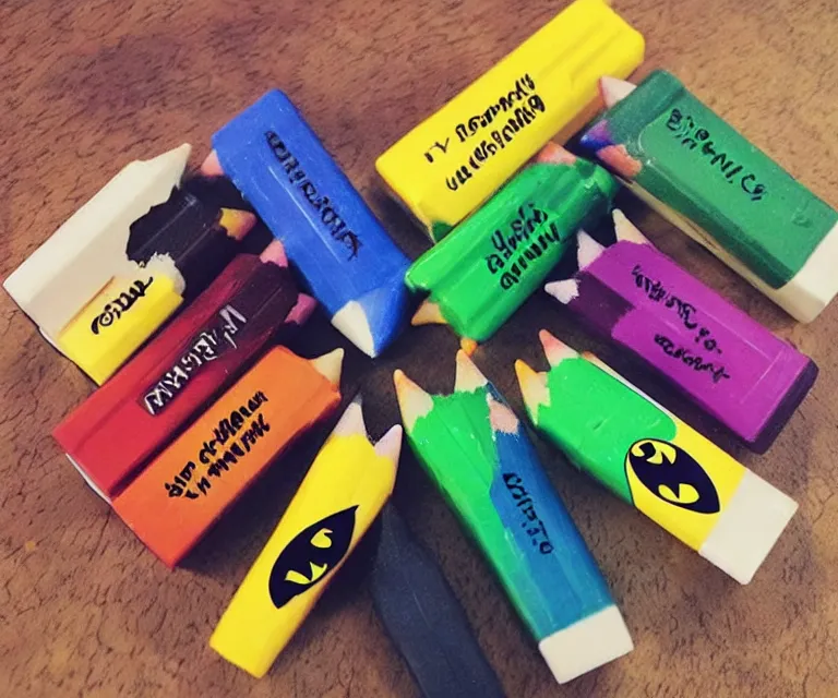 Prompt: “ sad batman crying and stress eating crayons from the box, small hands, simple, hyperrealism, photorealistic, hyperrealism, highly detailed, life like, high def ”