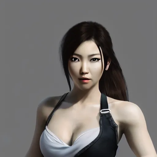 Image similar to Lara Croft as a beautiful korean girl, white hair, 2030 fashion, studio photography, 4k, studio lighting, minimalistic wallpaper background, realistic
