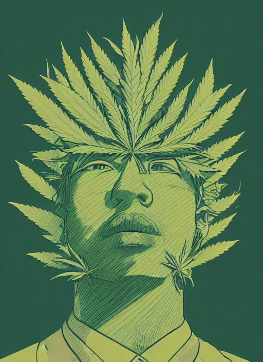 Prompt: marijuana profile picture by sachin teng x supreme, marijuana, organic painting, asymmetrical, green, marijuana smoke, matte paint, hard edges, energetic