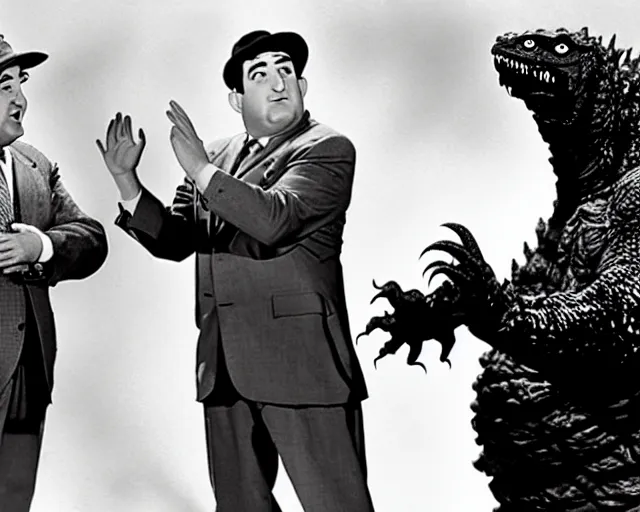 Image similar to Abbott and Costello meet Godzilla