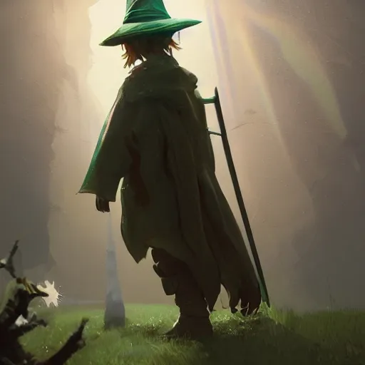 Image similar to snufkin with angel wings as apex legends character, digital illustration portrait design, by android jones and greg rutkowski, retrowave color scheme, detailed, cinematic lighting, wide angle action dynamic portrait