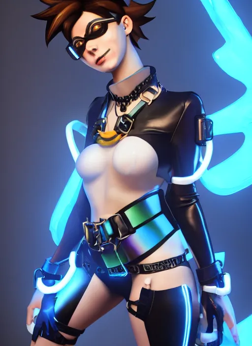 first-cobra23: Tracer from Overwatch wearing latex clothing, hyper