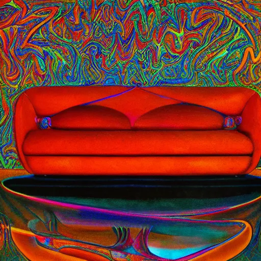 Image similar to psychedelic couch sofa costa blanca, designed by arnold bocklin, jules bastien - lepage, tarsila do amaral, wayne barlowe and gustave baumann, cheval michael, trending on artstation, mediterranean, star, sharp focus, colorful refracted sparkles and lines, soft light, 8 k 4 k