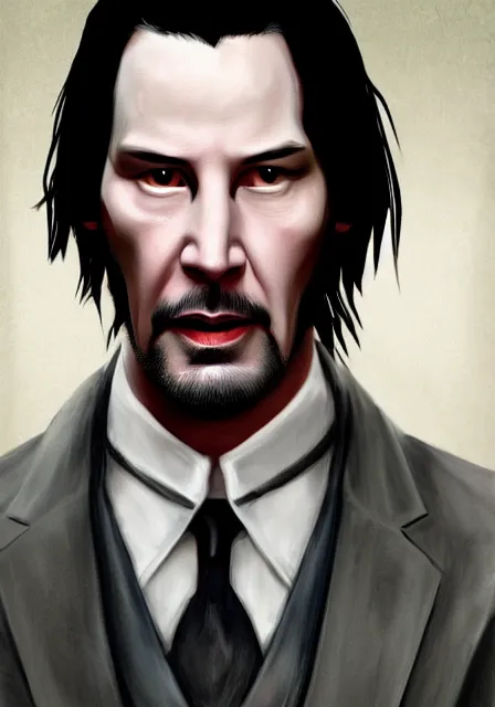 Image similar to keanu reeves as dracula, highly detailed, digital painting, artstation, concept art, smooth, sharp focus, illustration