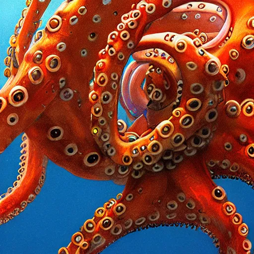 Prompt: stunning portrait of a giant robotic octopus