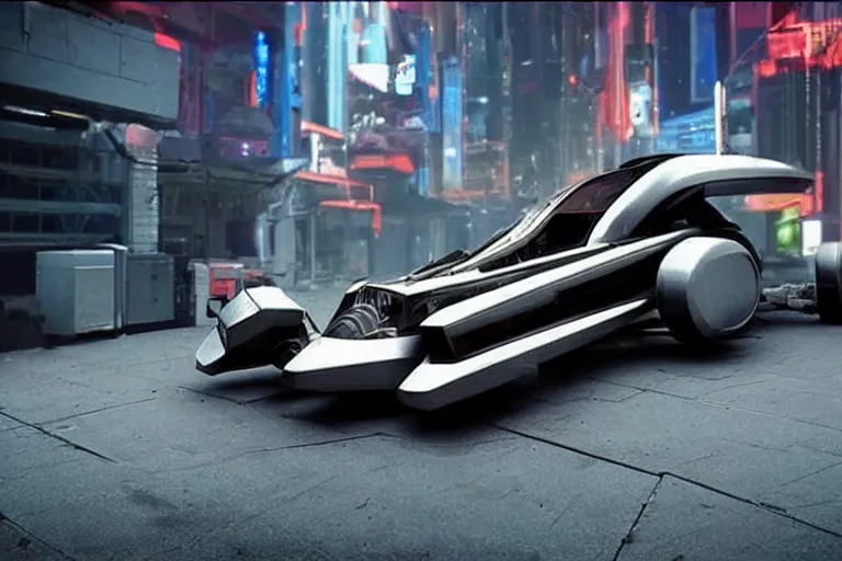 Prompt: a cyberpunk hot rod hover car, futuristic, scifi, realistic