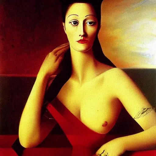 Image similar to portrait of a beautiful woman, oil painting by Dali