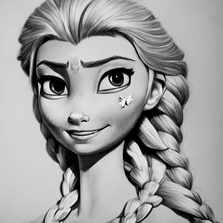 highly detailed pencil sketch of Elsa from Frozen, | Stable Diffusion